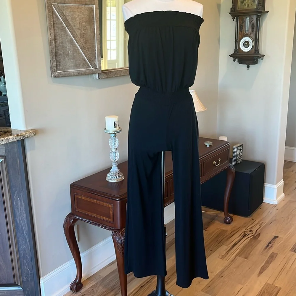 Comfy Strapless Black Knit Jumpsuit Strapless